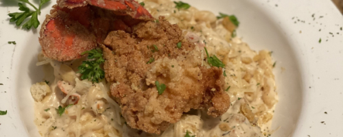 Fried lobster pasta