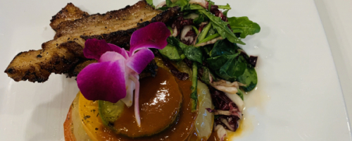 Grilled pork belly salad