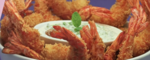 Grosses crevettes 🍤 en chapelure sauce coco coriandre