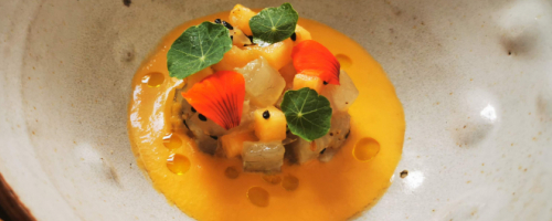 Sea bream Tartare and mantu melon gazpacho