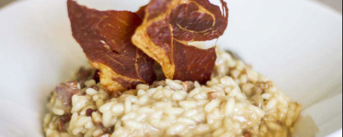 Risotto de boletus y jamón ibérico