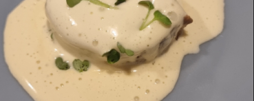 Meat Loaf with white wine, creamy espuma