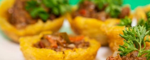 Chicken stuffed plantain cup