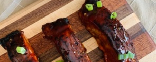 Korean BBQ Boneless Ribs & Steamed Garlic & Lemon Broccoli