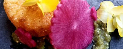 Cryspyn Polenta with Tomatillo sauce