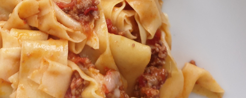Home made bolognese tagliatelle
