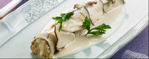Canelón de boletus y foie con bechamel trufada