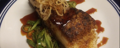 Blackened Salmon w Jalapeño Syrup
