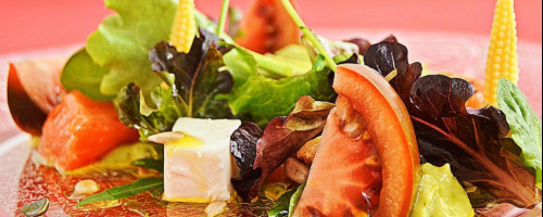 Tomato Salad with Feta cheese and mustard dressing