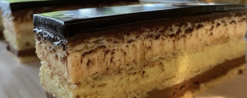 Marjolaine Cake with Crème Anglaise
