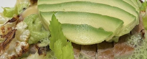 Grilled chicken, cauliflower, avocado