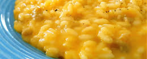 Risotto italiano de calabaza y salchicas