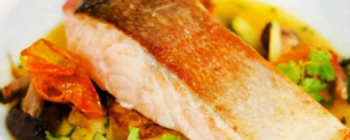 Pan seared Salmon on Tomato Essence