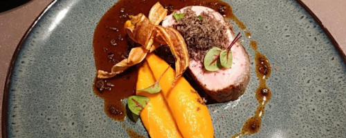 Coeur de carré de veau, carottes et jus truffé