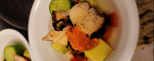 Charred octopus aguachile
