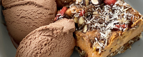 Vegan Mango Coconut Date Bar w AvoChocoMousse