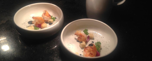 Shrimp bisque with truffle essence