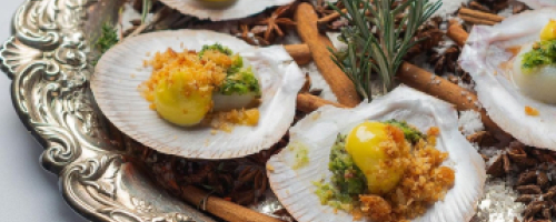 Scallops, king oyster mushrooms, shitake, leek (3pcs)