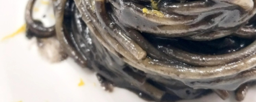 squid ink patè spaghetti