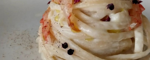 linguine di Gragnano, lemon, almond, scallop