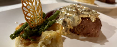 Beef filet mignon and sides