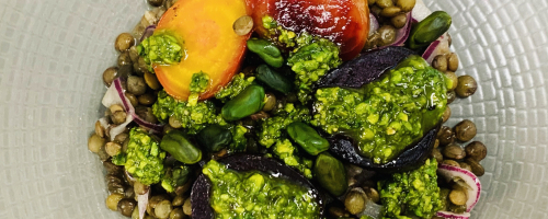 Vibrant Beetroot and Lentils salad with Pistachio oil