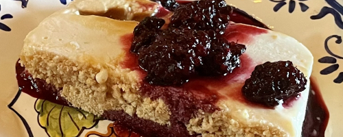 Frozen key lime terrine, dulce de leche, blackberry sauce