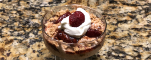Crushed strawberry balsamic fool