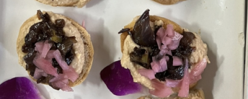 Crostini with Caramelized Onion and White Bean Pate