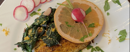 Red Snapper on Palm sugar Swiss Chard
