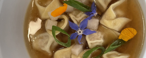 Tortellini in miso broth