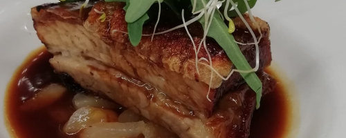 Panceta asada al Oporto