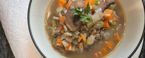 Wild rice and mushroom soup