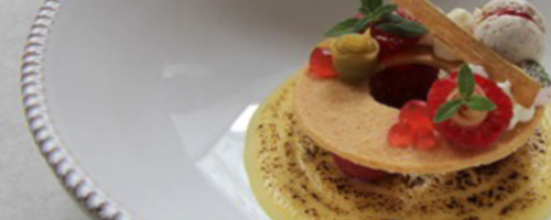 topfengratin, ruhbarb, shortbread