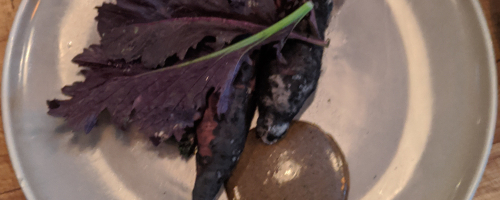 Hanger steak with salsa negra