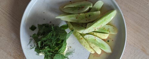 Lemon Cucumbers and toum