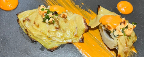 Flor de alcachofa con calabaza