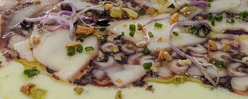 Galician Octopus Carpaccio with Smoked Potato Parmentier
