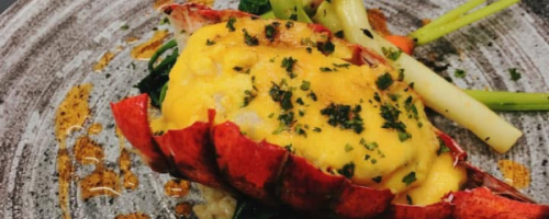 Baked Lobster with lemon sauce