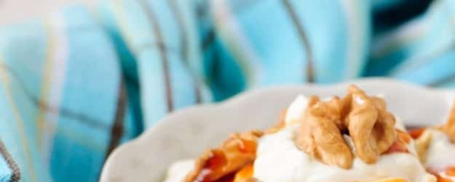 Greek Yogurt Mousse, with Greek Thyme Honey and Walnuts