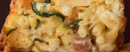 Neapolitan Pasta Frittata Bite with Basil Mayo