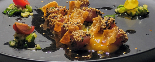 ceviche de thon en croute sésame