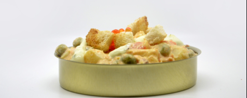 Ensaladilla de centollo y toppings