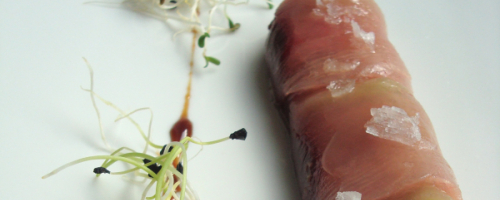 carpaccio de bonico y aguacate