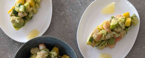 tartare de crevettes exotique