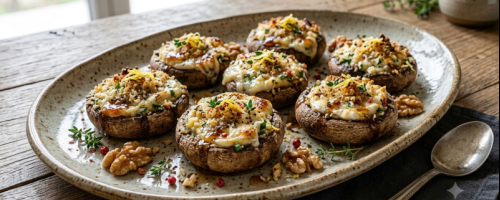 CHAMPIGNONS FARCIS AU PÉLARDON