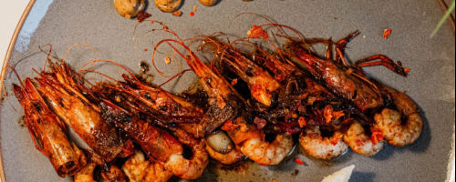 Gambas de temporada a la sartén