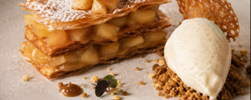 Milhojas de manzana y vainilla