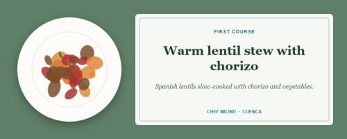 Warm lentil stew with chorizo