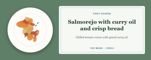 Salmorejo with curry oil and crisp bread